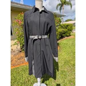 Vintage Burberrys of London Trench Coat XXXL Black Nova Check Plaid Belted...